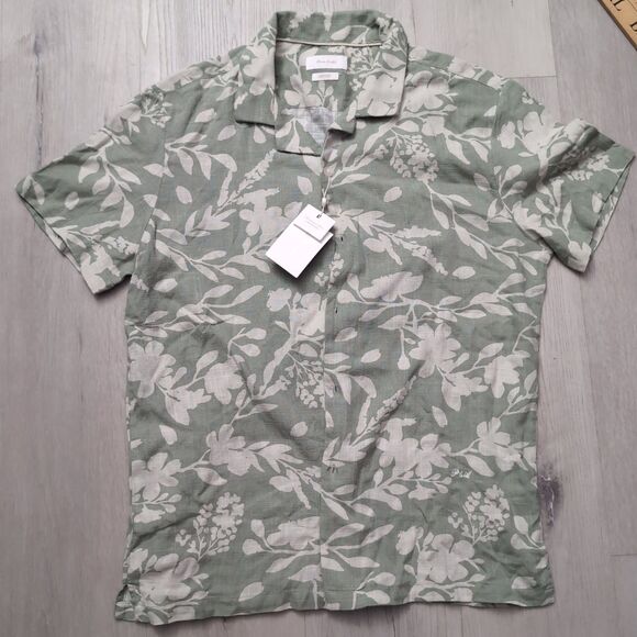 NWT Porter & Ash Shirt Mens Large MultiColor Floral Porter Ash Button Linen Bln - Picture 1 of 6